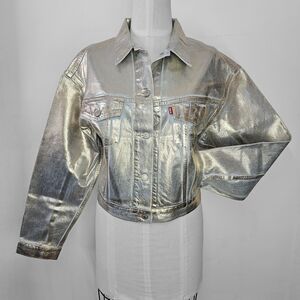 Levis Size L NEW Jean Jacket Premium Gold Painted Denim Limited Edition Trucker